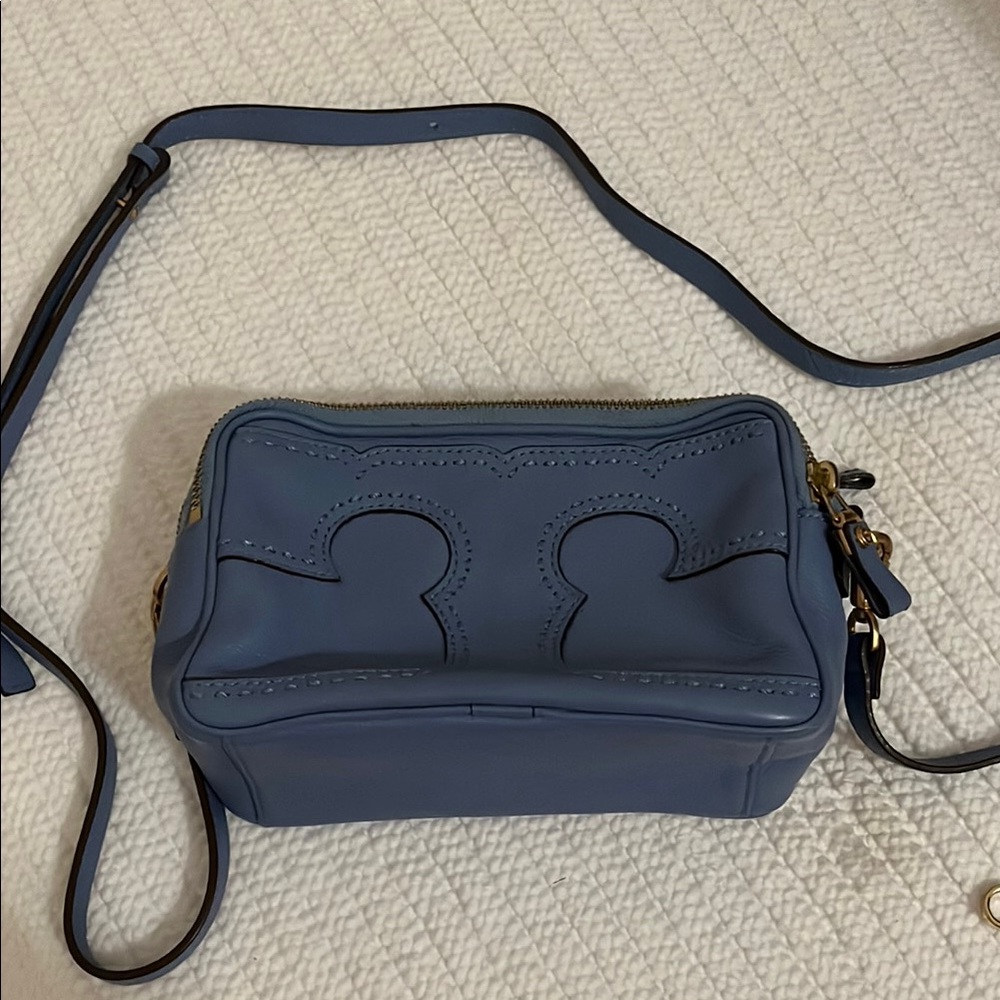 AUTHENTIC - Robinson Mini square blue leather shoulder bag